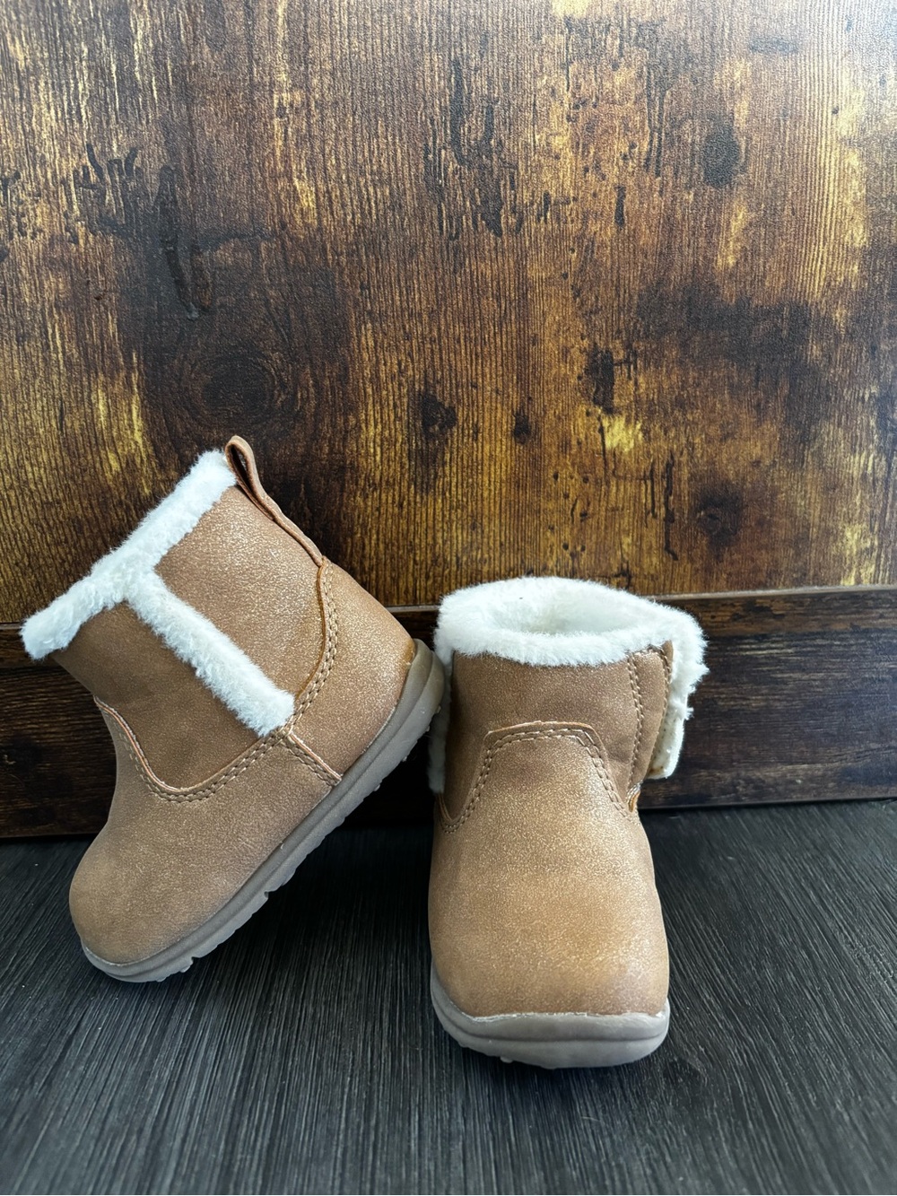 Carter's Toddler Faux-Shearling Booties - Brown & White